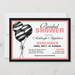 Zebra Print Balloons Pink Bridal Shower Invitation