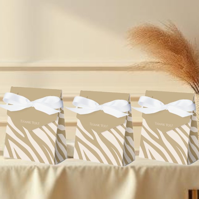 Zebra Print-Beige- Favour Box (Zebra Print-Beige- Large Gift Bag )