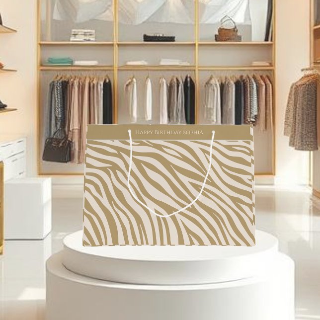 Zebra Print-Beige- Large Gift Bag (Zebra Print-Beige- Large Gift Bag)