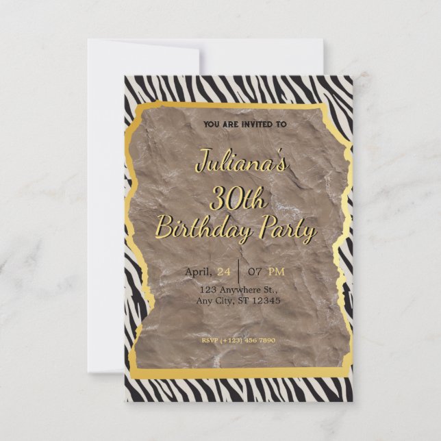 Zebra print birthday invitation (Front)