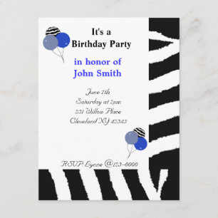 Zebra Print Birthday Invitation