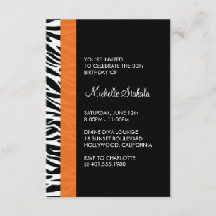 zebra print birthday party invitation