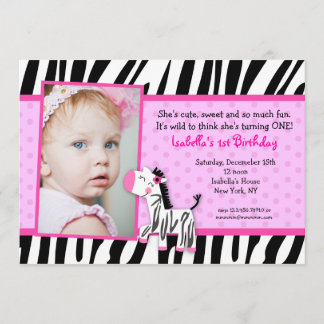 Zebra Print Birthday party Invitations