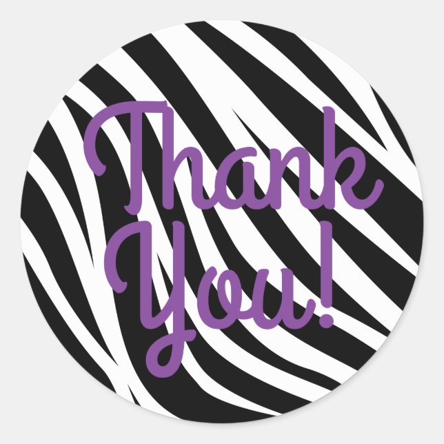 Zebra Print Birthday Party Kids Classic Round Sticker (Front)