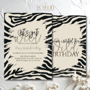 Zebra Print Birthday Stylish Animal Print Party Invitation