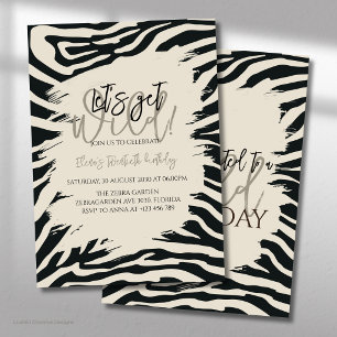 Zebra Print Birthday Stylish Animal Print Party Invitation