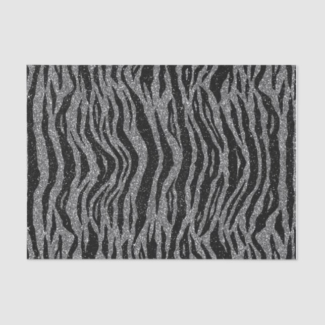 Zebra Print Black and Grey Silver Tissue Paper (Front)