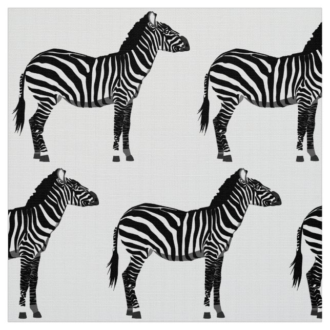 Zebra Print - Black and White Fabric (Swatch)
