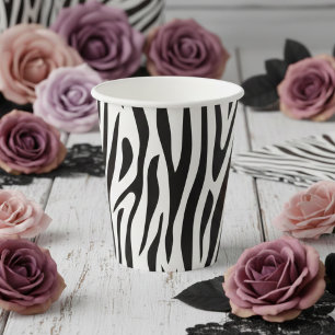 Zebra Print Black and White Party  Paper Cups