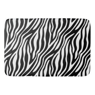 Zebra Print Black And White Stripes Pattern Bath Mat