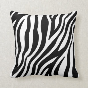 Zebra Print Black And White Stripes Pattern Cushion