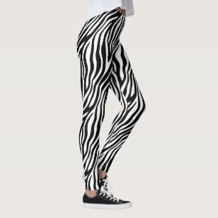 Zebra Print Black And White Stripes Pattern Leggings