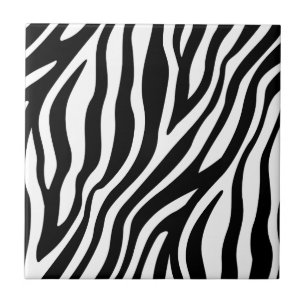 Zebra Print Black And White Stripes Pattern Tile