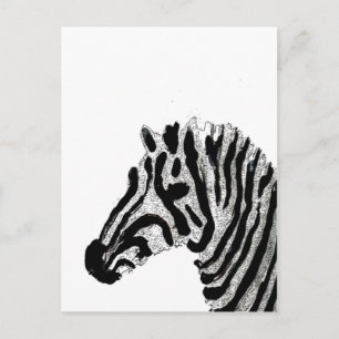 Zebra Print Black and White Stripes Postcard