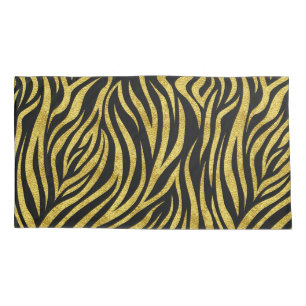 Zebra Print Black Gold Pillowcase