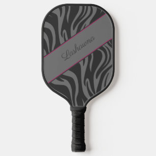 Zebra Print Black, Grey, Hot Pink Personalised Pickleball Paddle