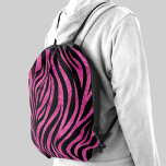 Zebra Print Black Hot Pink Drawstring Bag<br><div class="desc">Chic modern hot pink and black zebra print pattern drawstring backpack.</div>