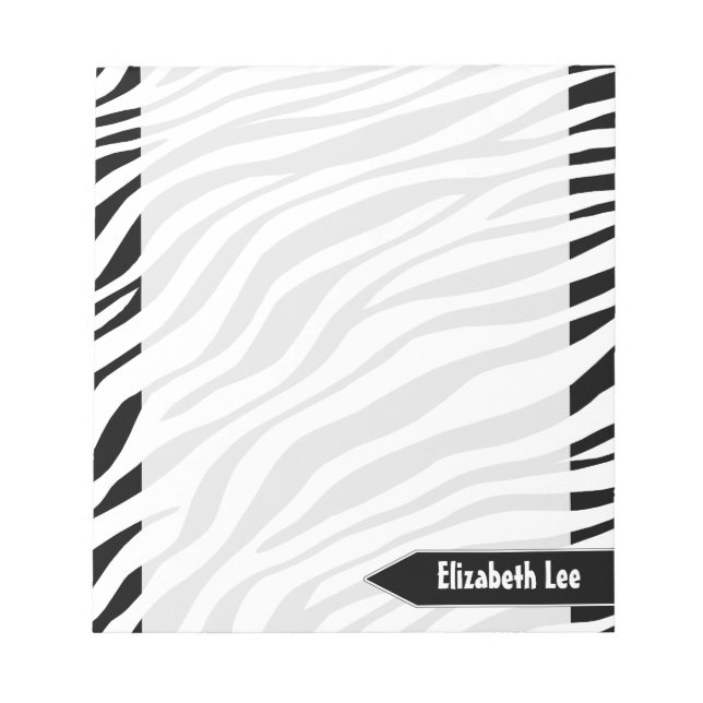 Zebra Print Black & White Personalised Notepad (Front)
