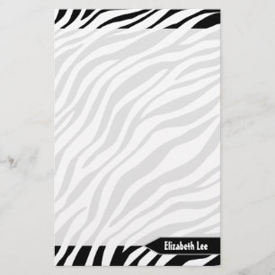 Zebra Print Black & White Personalised Stationery