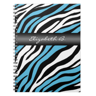Zebra Print Blue Mix Personalised Notebook