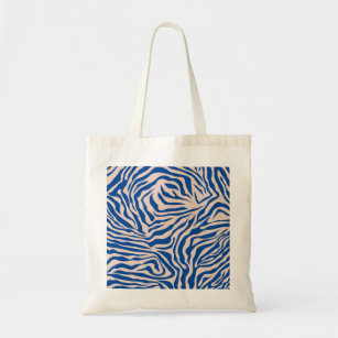Zebra Print Blue Zebra Stripes Animal Print Tote Bag