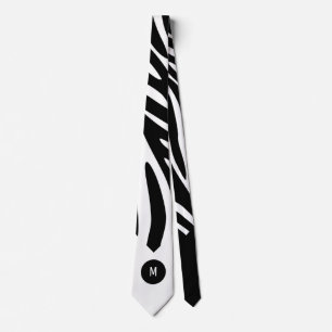 Zebra Print Bold Stripes with White Monogram Tie