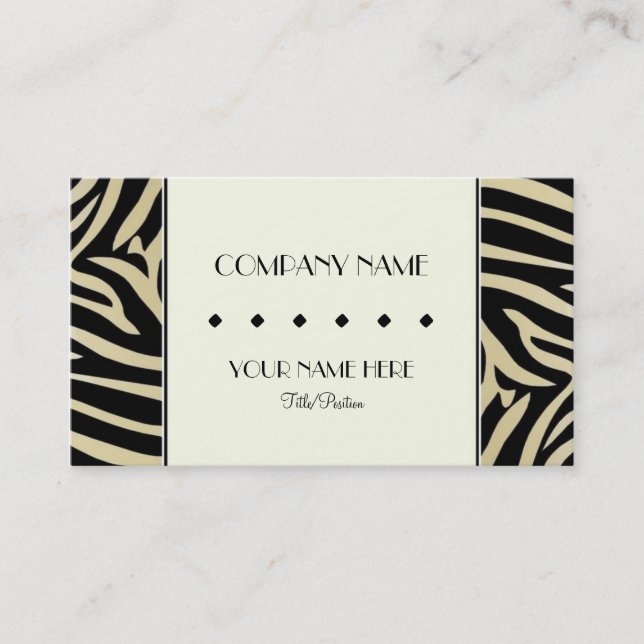 Zebra Print Border Business Card (Front)