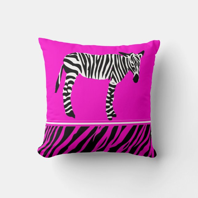 zebra print bright pink cushion pillows (Front)