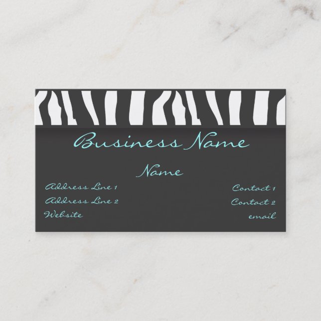 Zebra Print Business Card (Front)