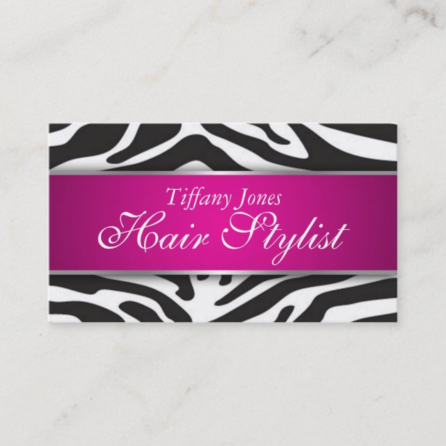 Zebra Print Cosmetology Business Card (Front)