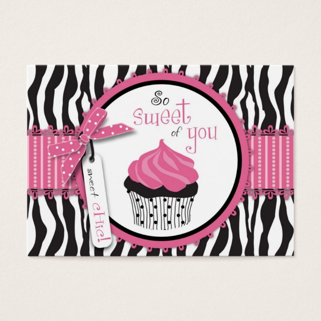 Zebra Print & Cupcake Thank You Notecard (Front)