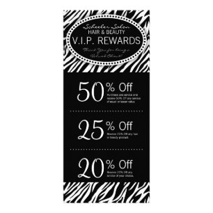 Zebra Print Custom Salon Coupons Specials Rack Card