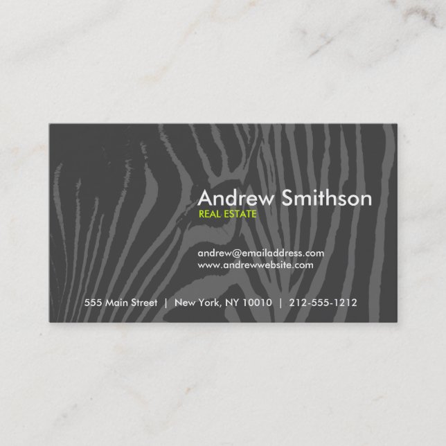 ZEBRA PRINT Dark Grey Business Card (Front)