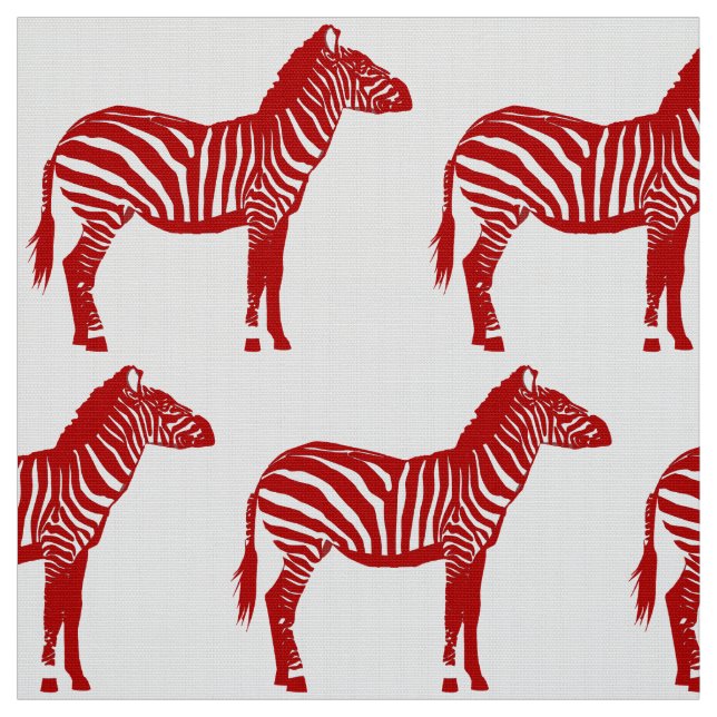 Zebra Print - Deep Red and White Fabric (Swatch)