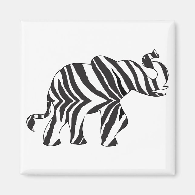 Zebra Print Elephant Magnet (Front)