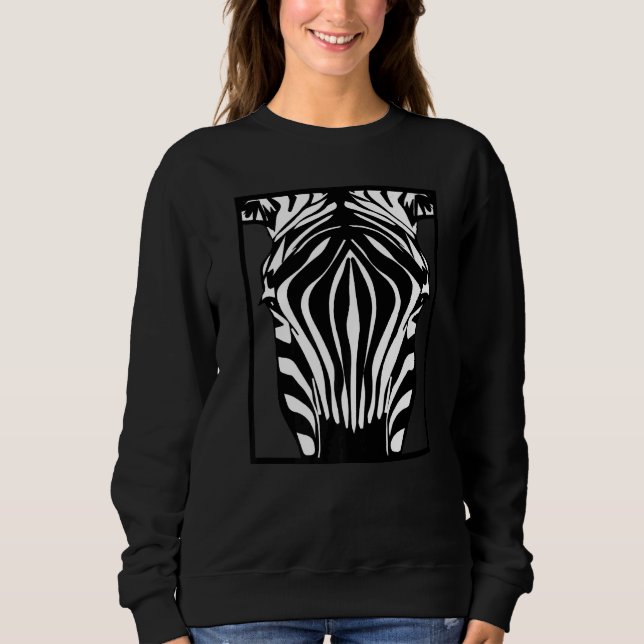 Zebra Print Face For Zebra Animal Sweatshirt (Front)