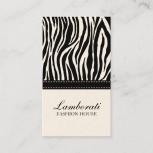 Zebra Print Fashion Designer Elegant Modern Cream Business Card