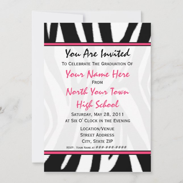 Zebra Print Fashion Graduation Invitation 2011 (Front)