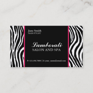 Zebra Print Fashion Hair Stylist Salon Pink Business Card
