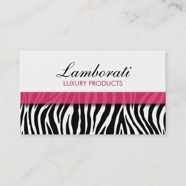 Zebra Print Fashion Hot Pink Elegant Modern Classy Business Card (Front)