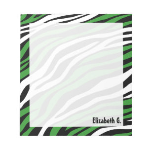 Zebra Print Green Mix Personalised Notepad