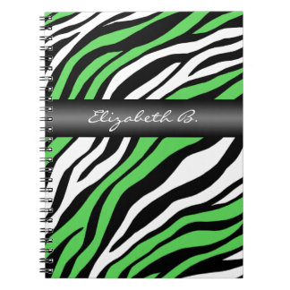 Zebra Print Green Mix Personalized Notebook