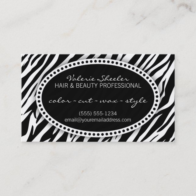 Zebra Print Hair & Beauty Coupon Discount (Front)