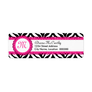Zebra Print & Hot Pink Lace Monogram