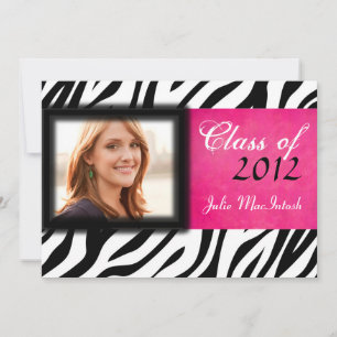 Zebra Print Hot Pink Photo Graduation Invite