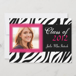 Zebra Print Hot Pink Photo Graduation Invite