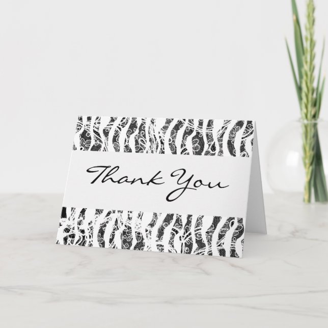 Zebra Print Lace Overlay Thank You Card (Front)