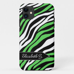 Zebra Print Lime Green Mix iPhone 5 Case