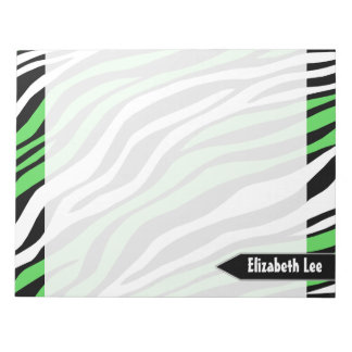 Zebra Print Lime Green Mix Personalised Notepad