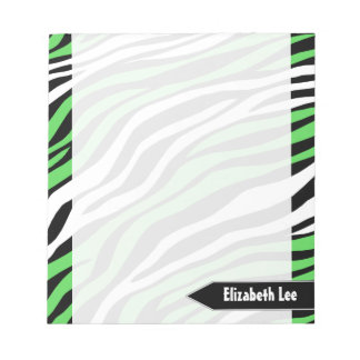 Zebra Print Lime Green Mix Personalised Notepad